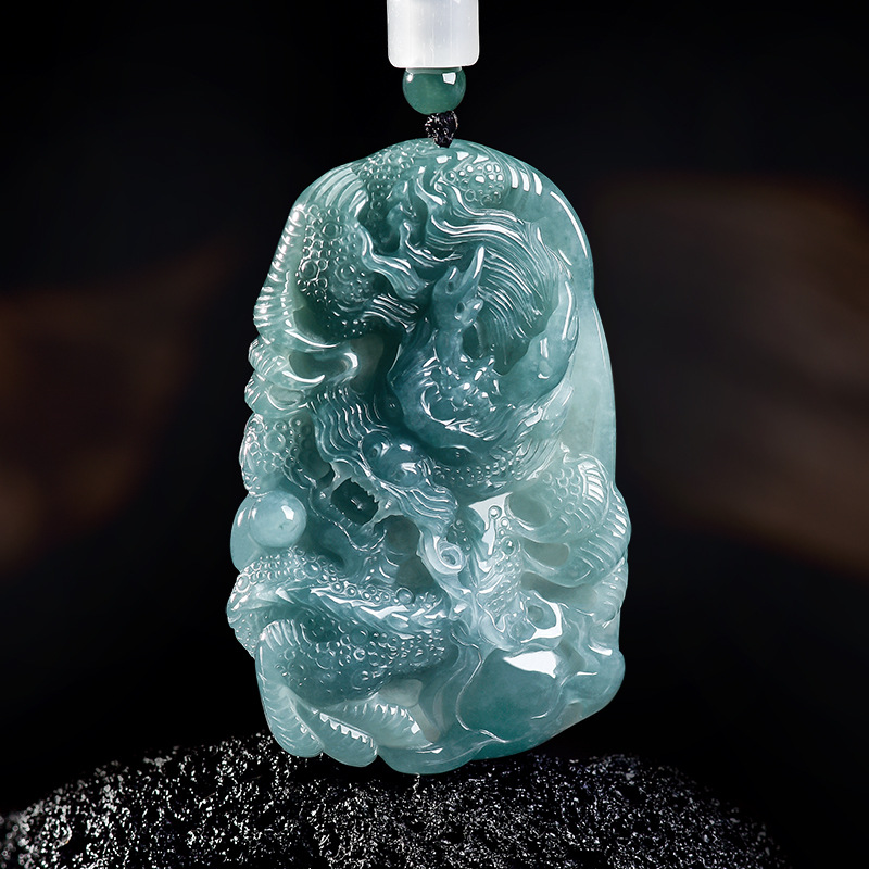 Women'S Accessories Jewelry - Doğal Birmanya Jadeite Ejderha Kolye Kolye