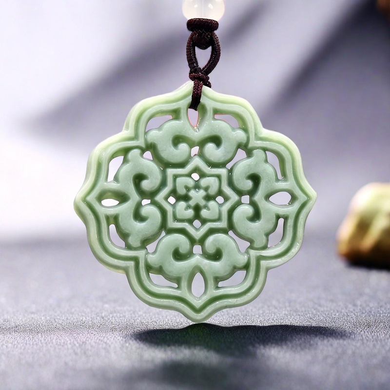 Women'S Accessories Jewelry - Doğal Gerçek Yeşim Çiçek Kolye Kolye