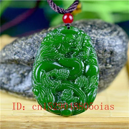 Women'S Accessories Jewelry - Doğal yeşil çin yeşim ejderha kolye