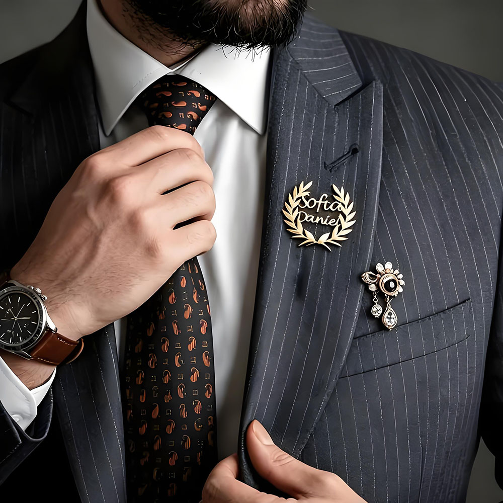 Özel Defne Çelengi Çift İsimli - Brooch Pin Gold incelemesi ve fiyatı